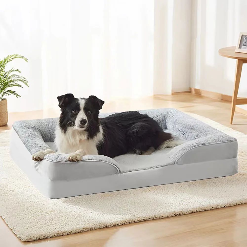 Orthopedic Dog Beds for Extra Large Dogs 44x32Inch, Waterproof Memory Foam XL Pet Bed with Sides, Non-Slip and Egg-Crate Foam Big Dog Couch Bed with Washable Removable Cover, Grey