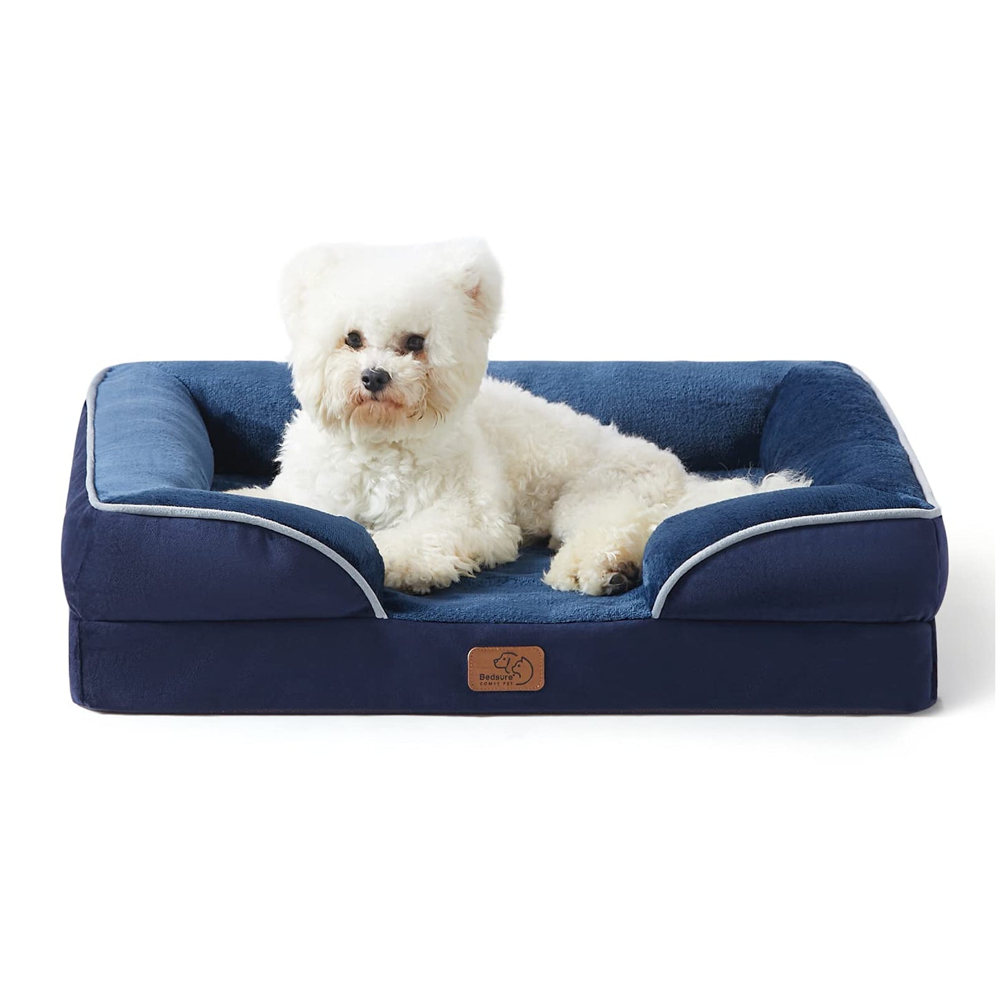 Bedsure Orthopedic Dog Bed Medium Size Dogs - Washable Medium Dog Cat Bed Waterproof, Comfort Pet Couch Sofa with Washable Removable Cover, Pets Bed with Nonskid Bottom, Grey, 28"