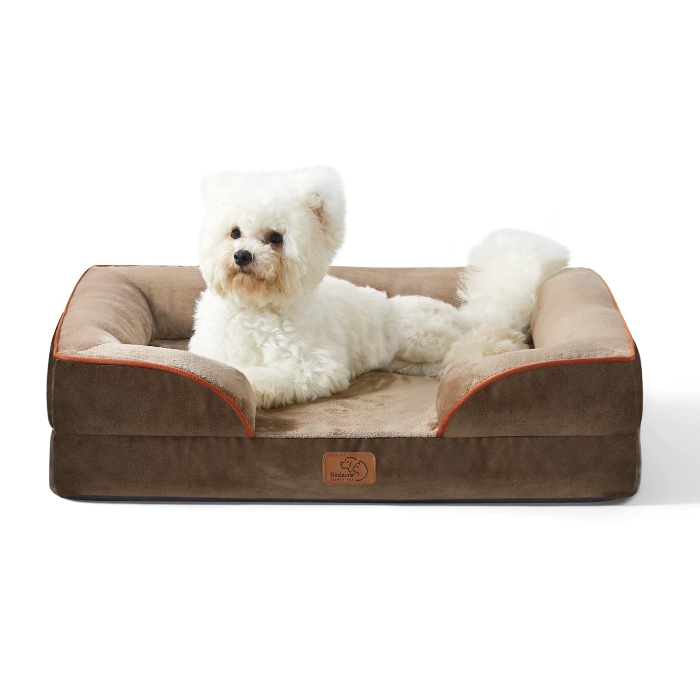 Bedsure Orthopedic Dog Bed Medium Size Dogs - Washable Medium Dog Cat Bed Waterproof, Comfort Pet Couch Sofa with Washable Removable Cover, Pets Bed with Nonskid Bottom, Grey, 28"