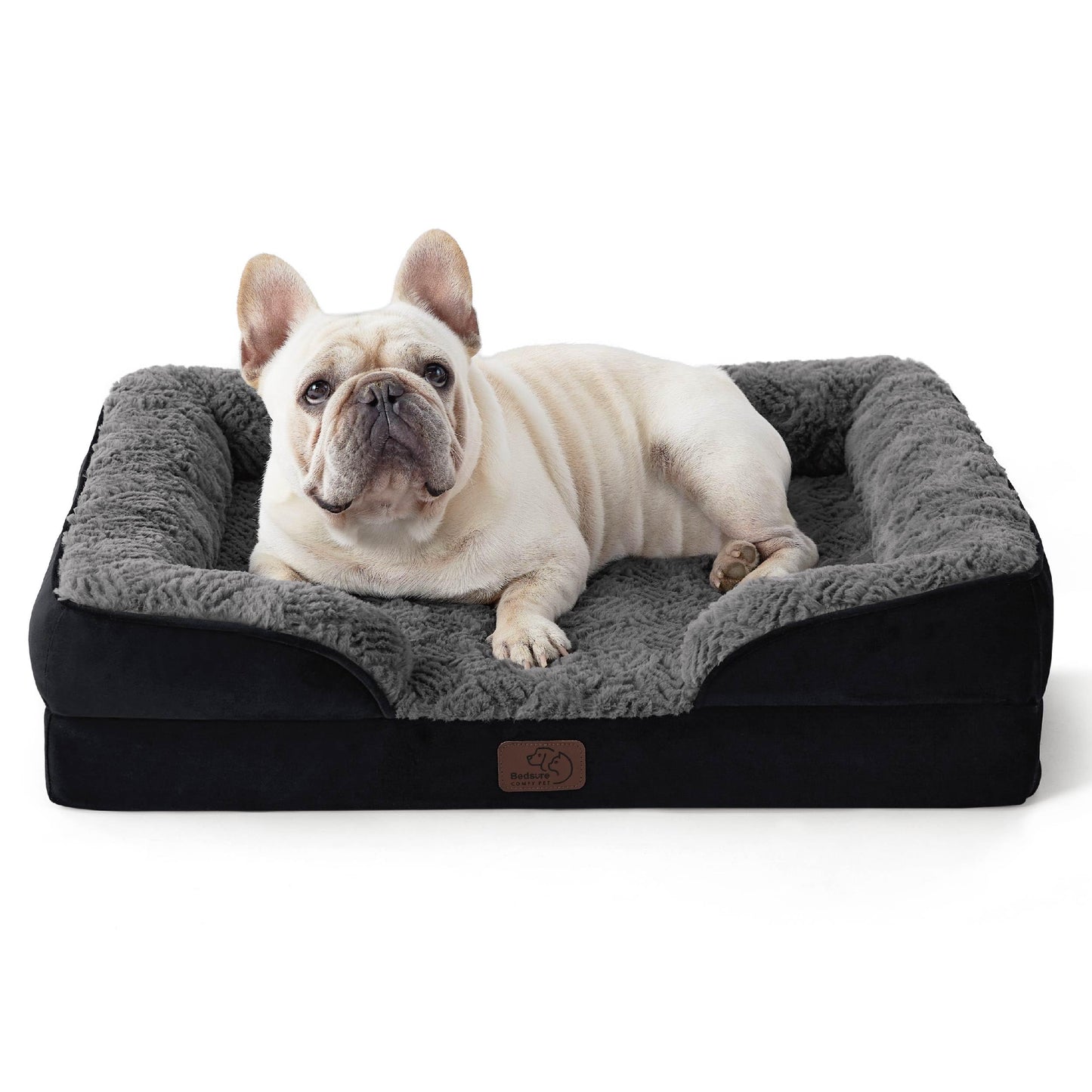 Bedsure Orthopedic Dog Bed Medium Size Dogs - Washable Medium Dog Cat Bed Waterproof, Comfort Pet Couch Sofa with Washable Removable Cover, Pets Bed with Nonskid Bottom, Grey, 28"