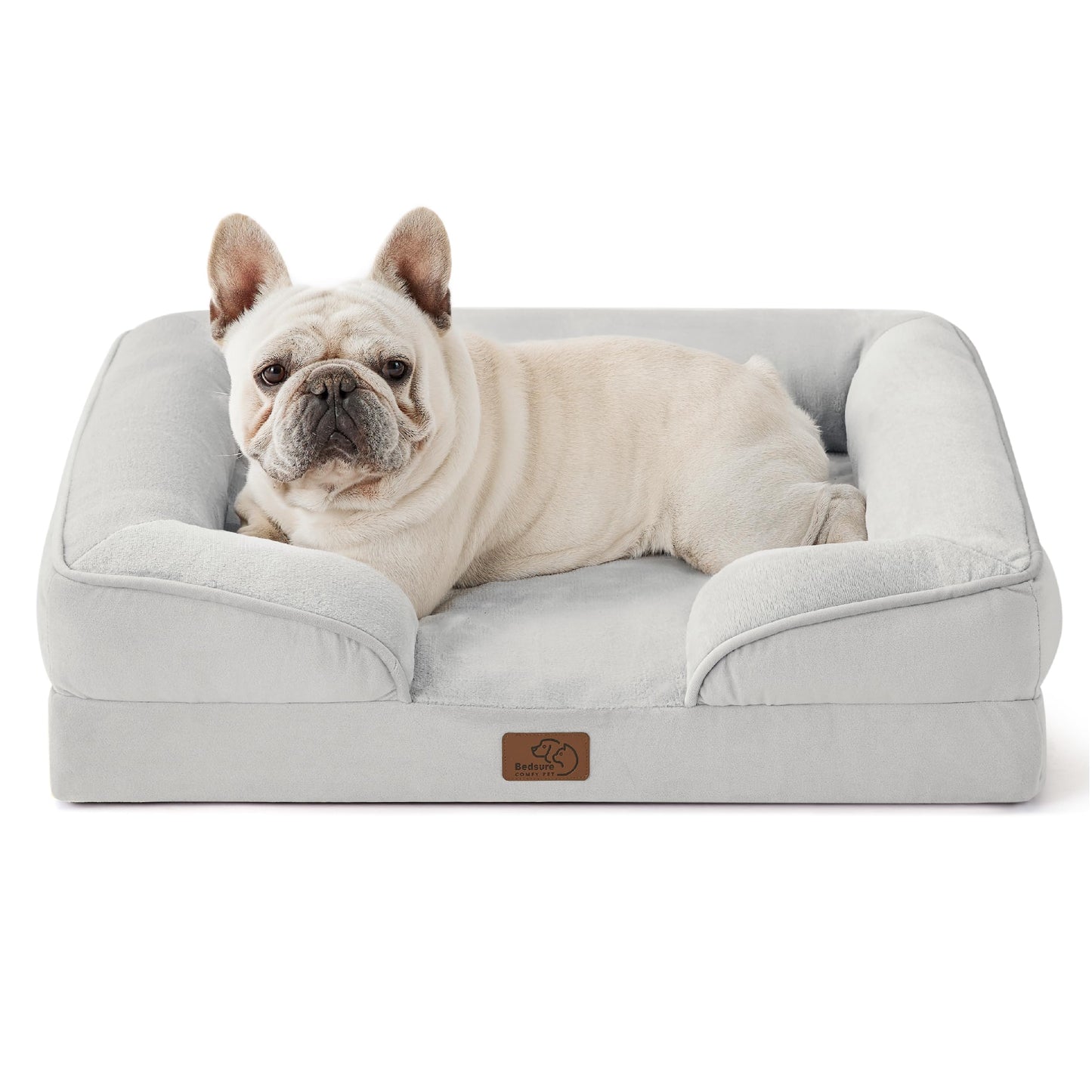 Bedsure Orthopedic Dog Bed Medium Size Dogs - Washable Medium Dog Cat Bed Waterproof, Comfort Pet Couch Sofa with Washable Removable Cover, Pets Bed with Nonskid Bottom, Grey, 28"
