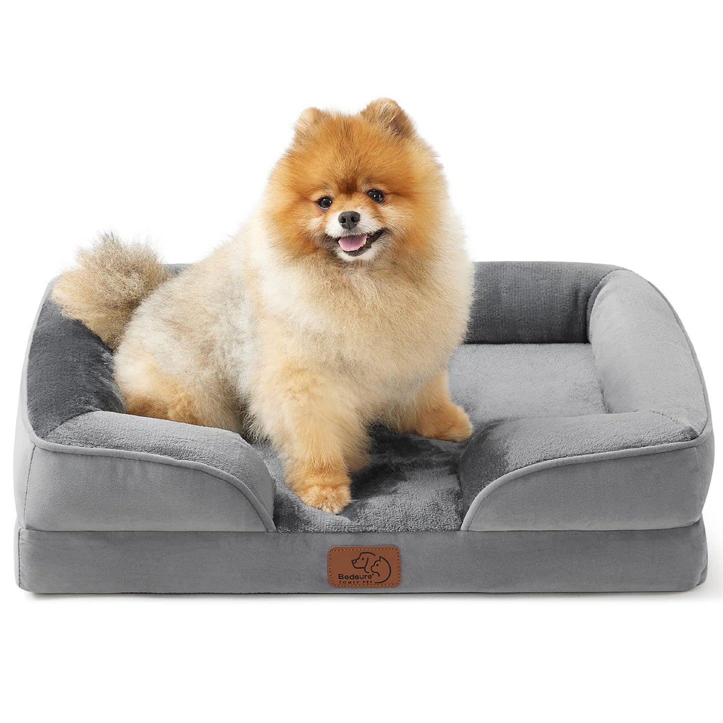 Bedsure Orthopedic Dog Bed Medium Size Dogs - Washable Medium Dog Cat Bed Waterproof, Comfort Pet Couch Sofa with Washable Removable Cover, Pets Bed with Nonskid Bottom, Grey, 28"