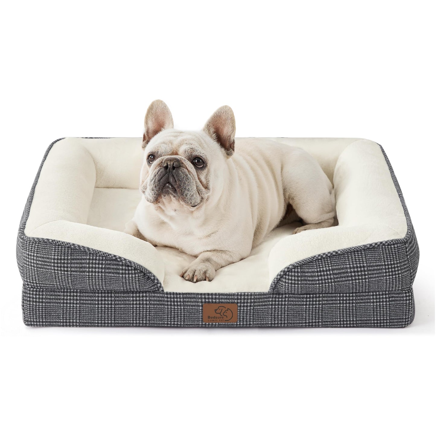Bedsure Orthopedic Dog Bed Medium Size Dogs - Washable Medium Dog Cat Bed Waterproof, Comfort Pet Couch Sofa with Washable Removable Cover, Pets Bed with Nonskid Bottom, Grey, 28"