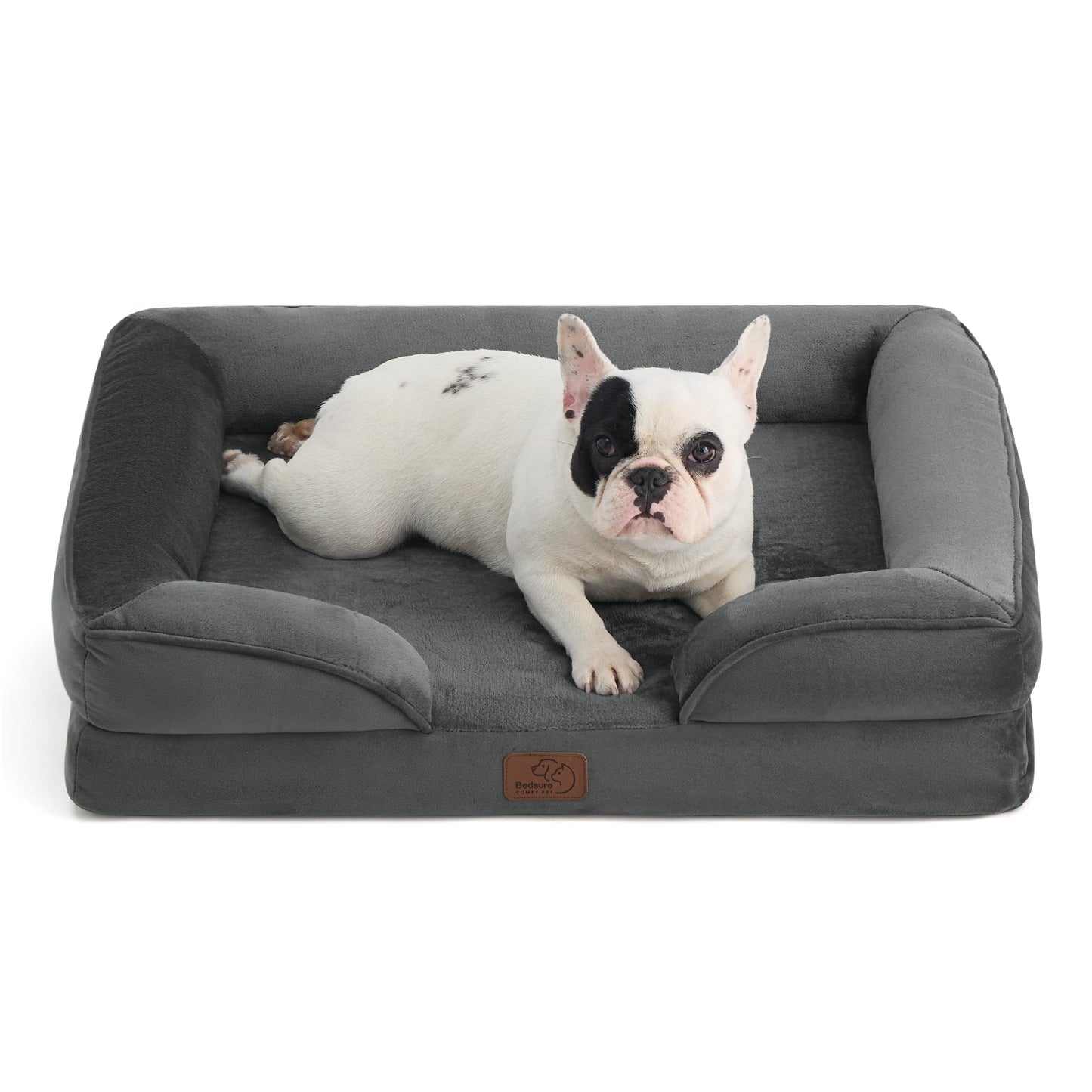 Bedsure Orthopedic Dog Bed Medium Size Dogs - Washable Medium Dog Cat Bed Waterproof, Comfort Pet Couch Sofa with Washable Removable Cover, Pets Bed with Nonskid Bottom, Grey, 28"