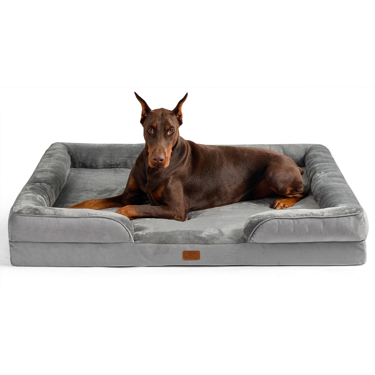 Bedsure Orthopedic Dog Bed Medium Size Dogs - Washable Medium Dog Cat Bed Waterproof, Comfort Pet Couch Sofa with Washable Removable Cover, Pets Bed with Nonskid Bottom, Grey, 28"