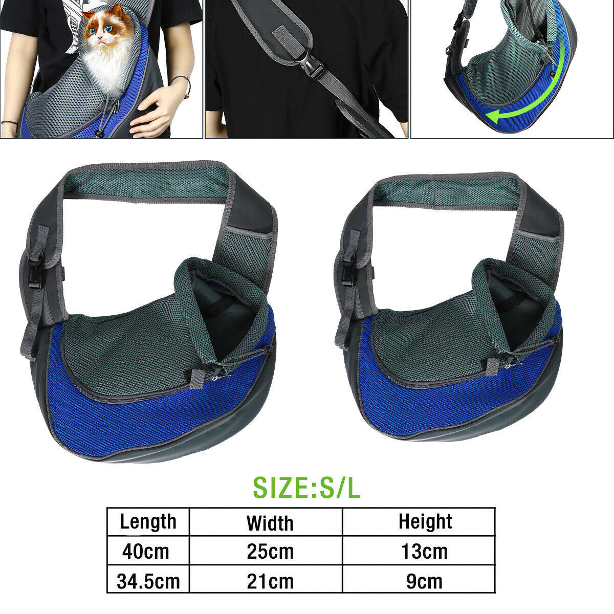 Dog Carrier for 3-10 lbs, Dog Sling Bag, Safe Hands-Free Travel Handbag, Small Puppy Backpack.