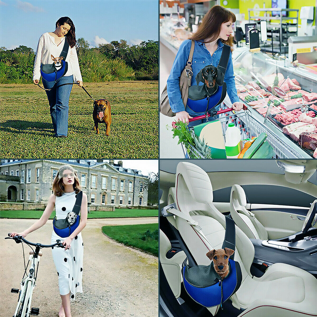 Dog Carrier for 3-10 lbs, Dog Sling Bag, Safe Hands-Free Travel Handbag, Small Puppy Backpack.