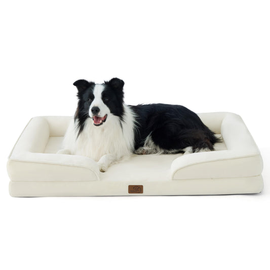 Bedsure Orthopedic Dog Bed Medium Size Dogs - Washable Medium Dog Cat Bed Waterproof, Comfort Pet Couch Sofa with Washable Removable Cover, Pets Bed with Nonskid Bottom, Grey, 28"