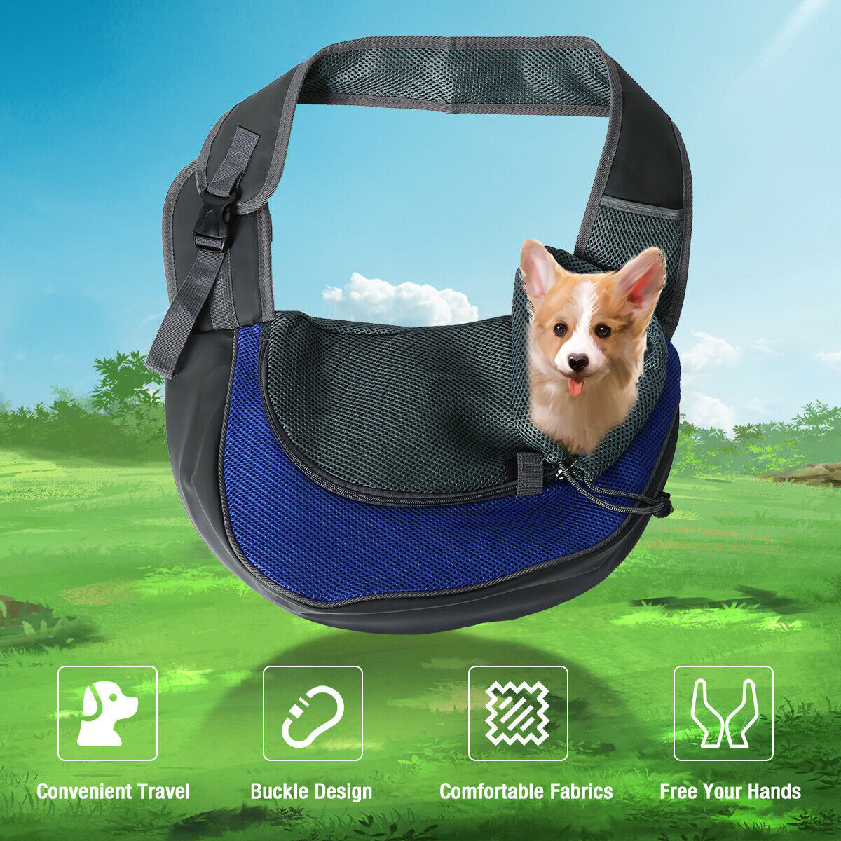Dog Carrier for 3-10 lbs, Dog Sling Bag, Safe Hands-Free Travel Handbag, Small Puppy Backpack.